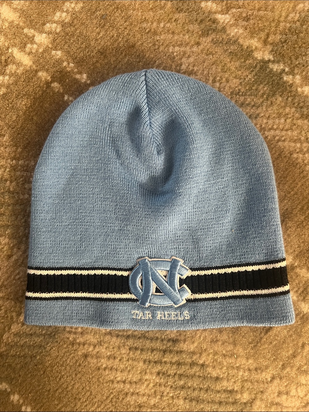 University North Carolina Tar Heels Light Blue Beanie with Stripes UNC sports